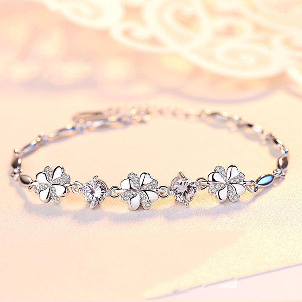 Sterling Silver Bracelet Female Fashion Clover Simple - Trendha