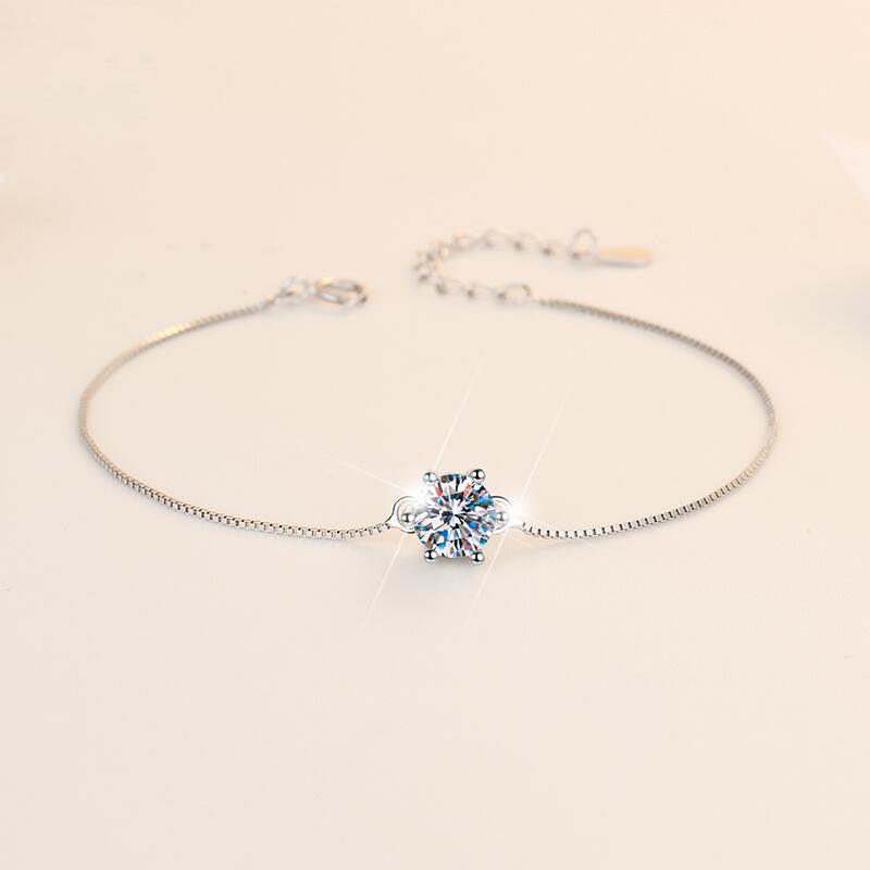 Sterling Silver Mosang Stone Women's Bracelet - Trendha