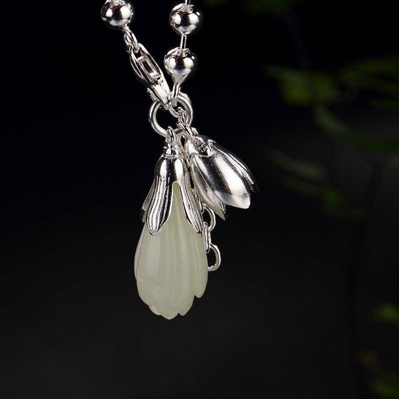 Sterling Silver Retro Inlaid And Tianyu Bracelet - Trendha