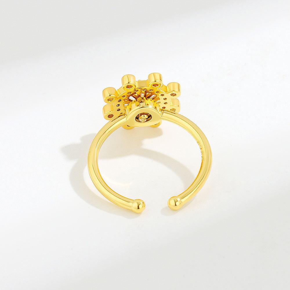 Sterling Silver Rotating Ring Female Star Plate - Trendha