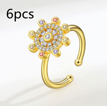 Sterling Silver Rotating Ring Female Star Plate - Trendha