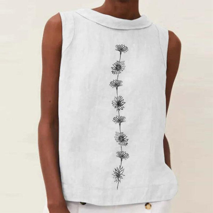 Summer New Sleeveless Round Neck Print T-shirt Top For Women - Trendha