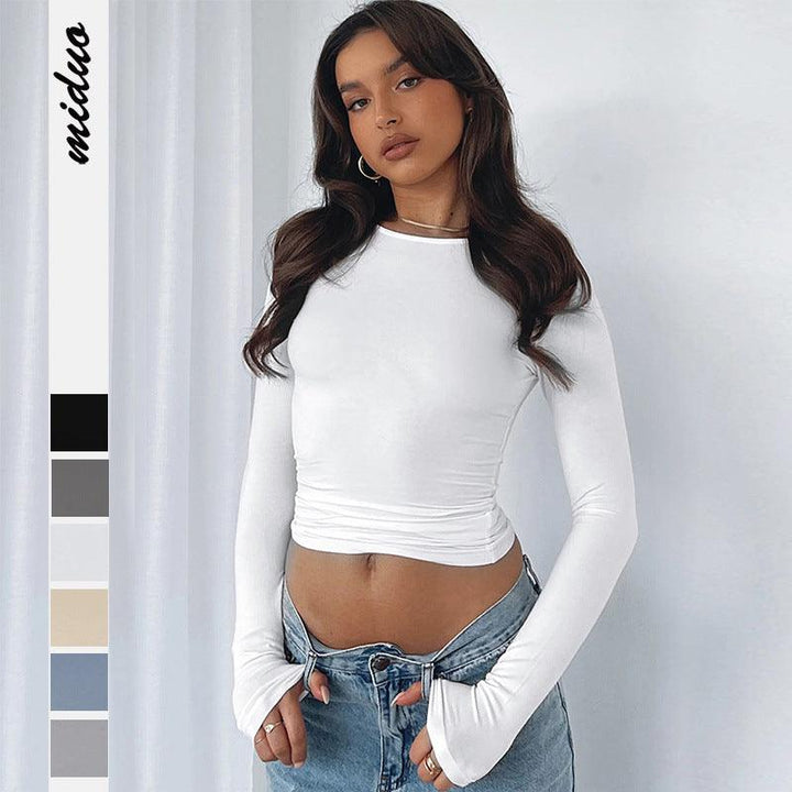 Tight Casual Long-sleeved Breathable Base Shirt With All-in-one Wear Moisture Wicking T-shirt - Trendha