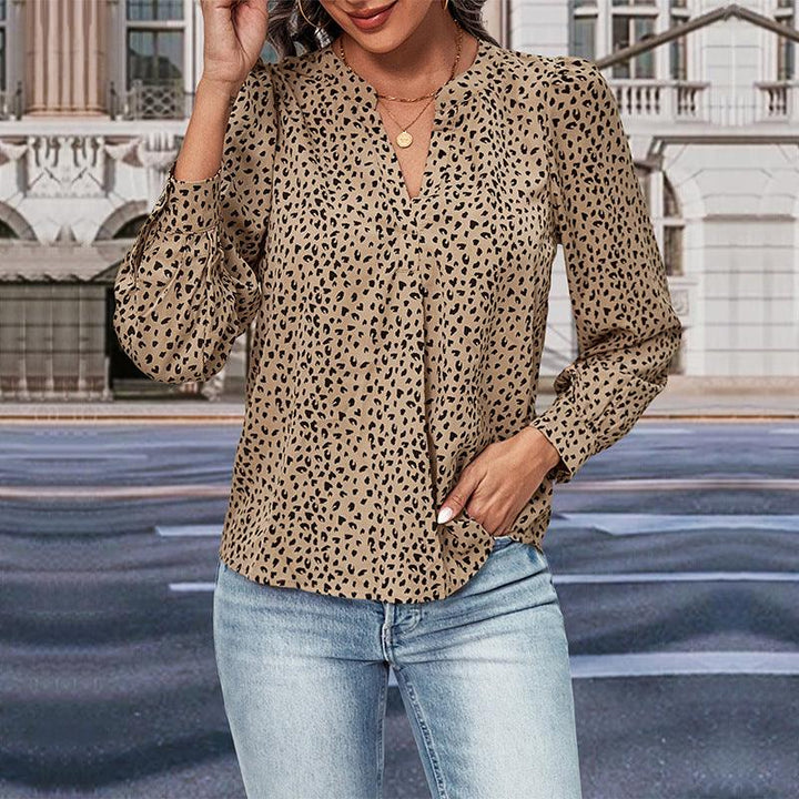Top Fall Women's Clothing Commute Style Long Sleeve Leopard-print Shirt - Trendha