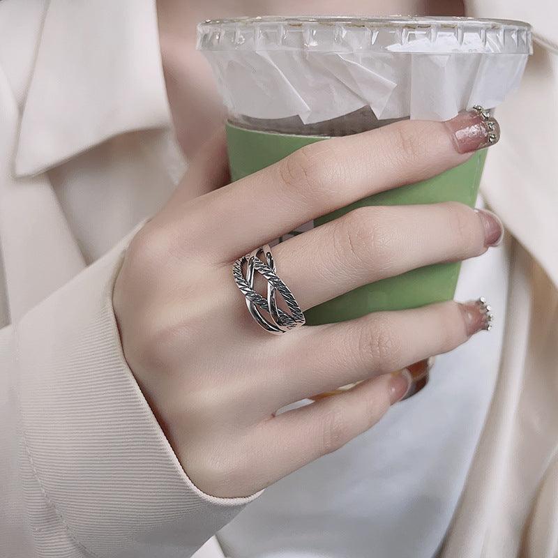 Twist Shape Line Cross Ring Trend Sweet Cool Wind Forefinger - Trendha