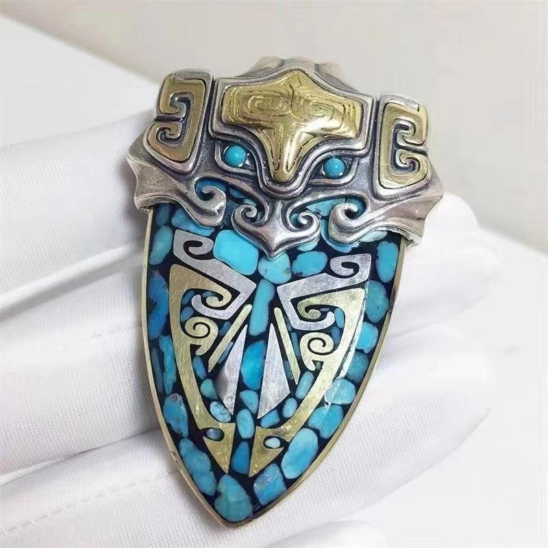 Ulan Flower Tao Tie Shield Necklace Pendant - Trendha