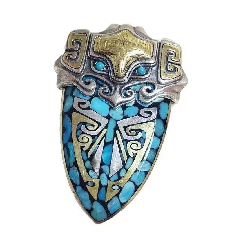 Ulan Flower Tao Tie Shield Necklace Pendant - Trendha