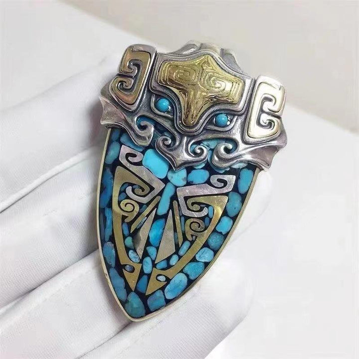 Ulan Flower Tao Tie Shield Necklace Pendant - Trendha