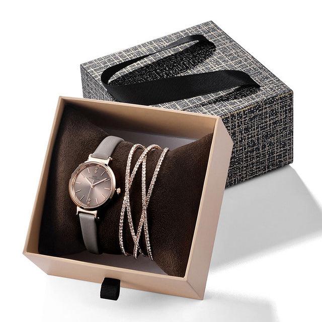 Watch Exquisite Drawer Box Crystal Bracelet Watch Set Source - Trendha