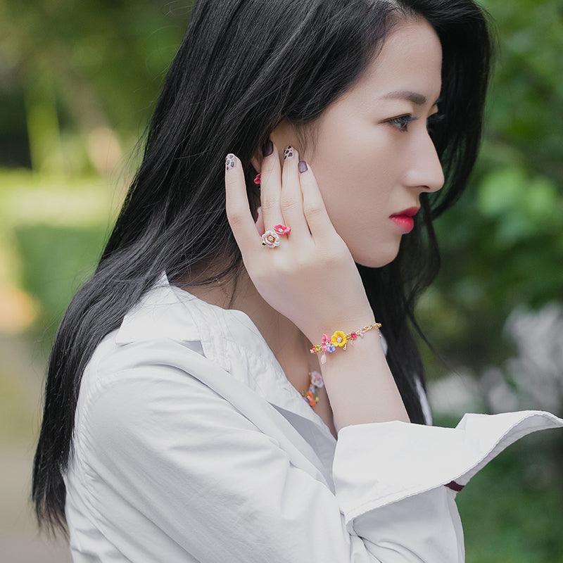 Women's Fashion Simple Enamel Three-dimensional Flower Ring - Trendha