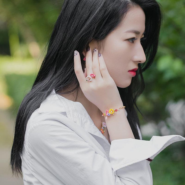 Women's Fashion Simple Enamel Three-dimensional Flower Ring - Trendha