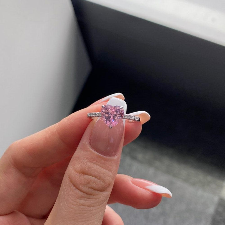 Women's Fashion Temperamental Sterling Silver Love Heart-shaped Ring - Trendha