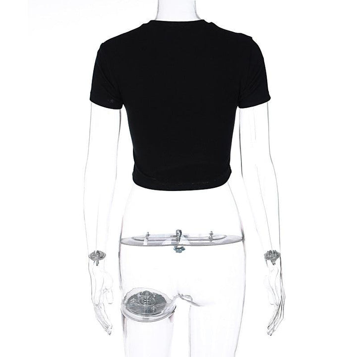 Women's Summer Hot Girl Cropped Printed Top Butterfly Embroidered T-shirt - Trendha