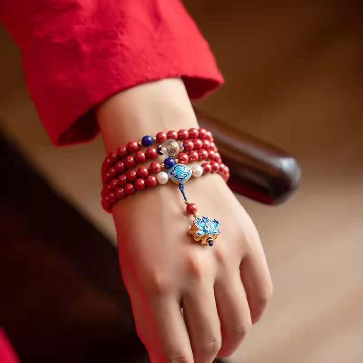 Women's Vermilion Hand String Purple Gold Sand Jewelry Buddhist Beads Bracelet - Trendha