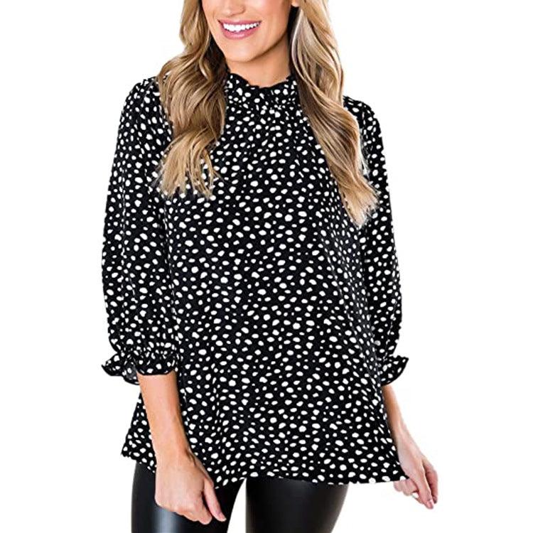 Women Top Casual Floral Print Long Sleeve Pleated Loose Little-girl Style Clothes Shirt - Trendha