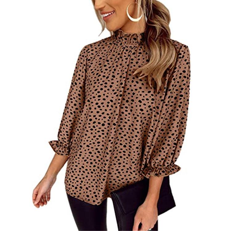 Women Top Casual Floral Print Long Sleeve Pleated Loose Little-girl Style Clothes Shirt - Trendha