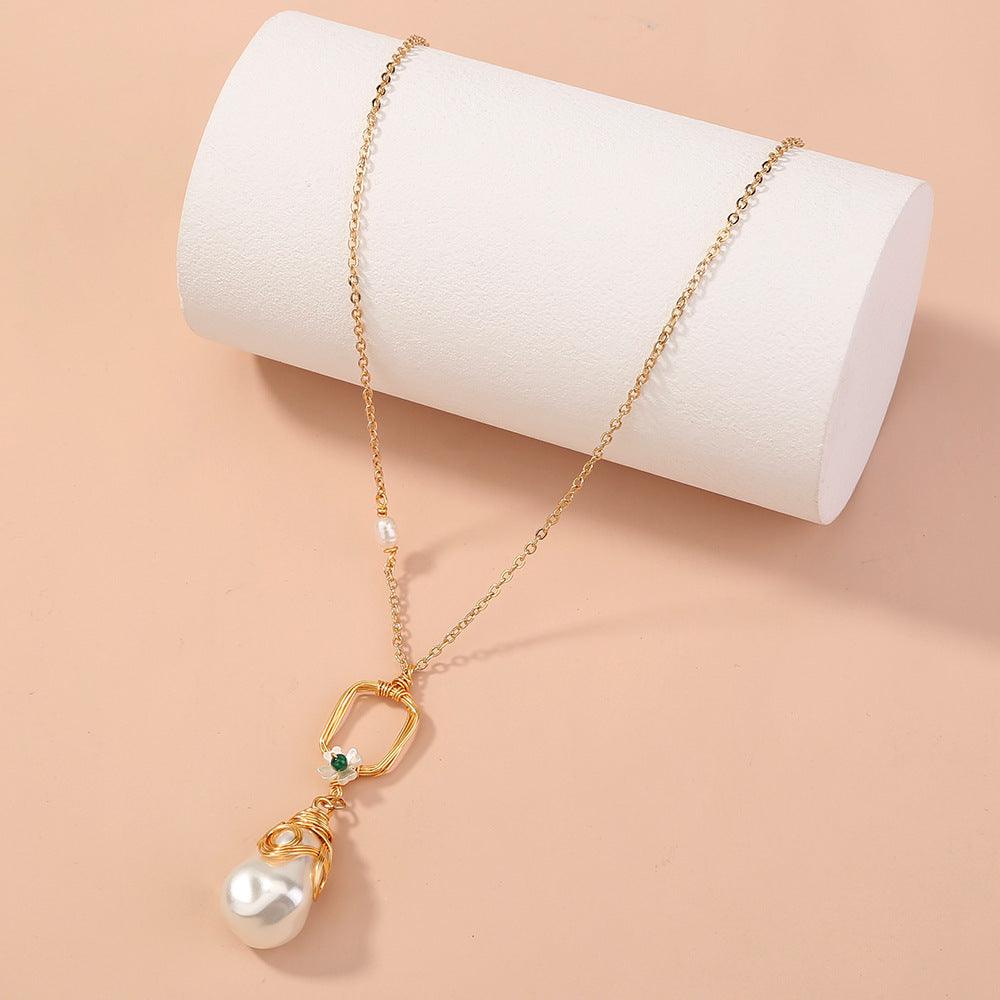 Fashion Women's Pearl Earrings Pendant Necklace - Trendha