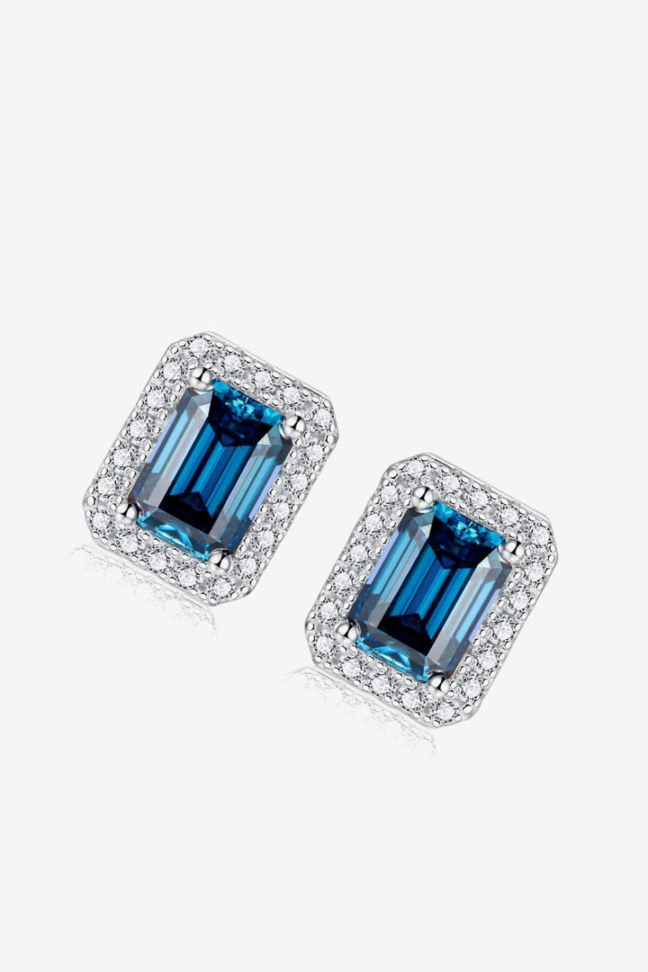 2 Carat Moissanite Stud Earrings in Indigo - Trendha