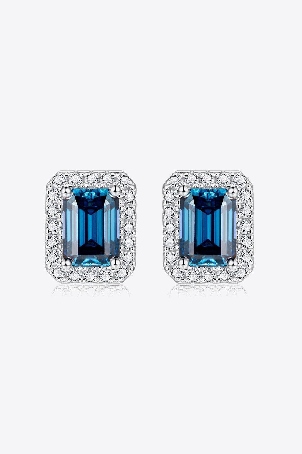 2 Carat Moissanite Stud Earrings in Indigo - Trendha