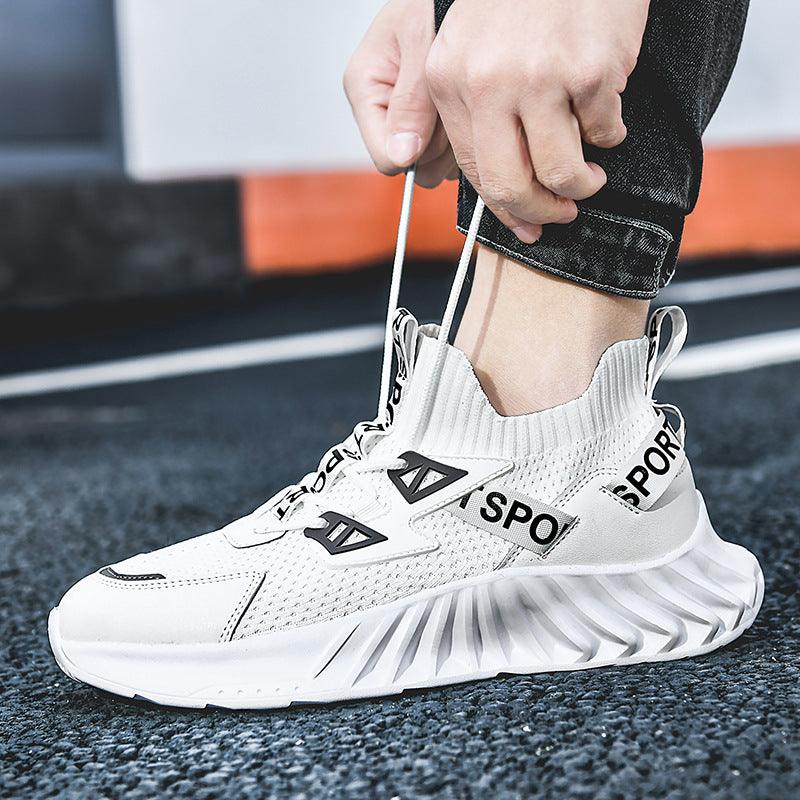 Front Lace Round Head Flying Thread Knitted Fashion Casual Spot Men's Daily Low-top Sneakers - Trendha