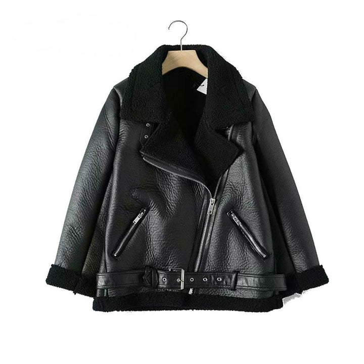 Winter Faux Lamb Leather Jacket - Trendha