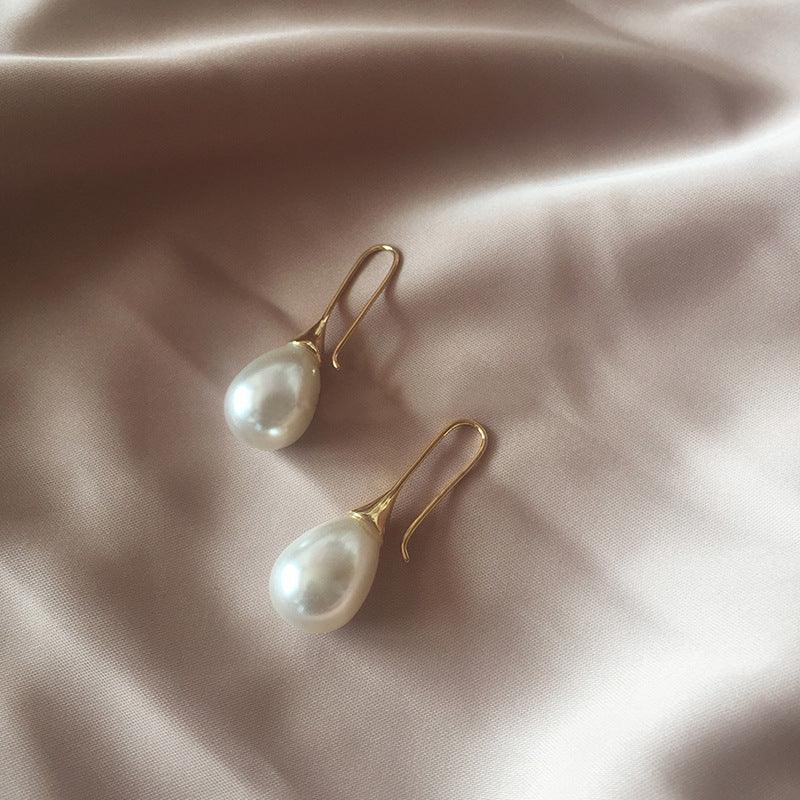 Waterdrop pearl simple personality earrings - Trendha