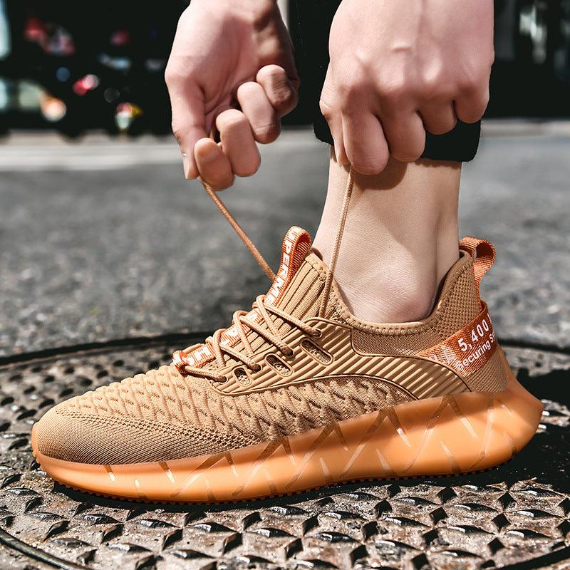 Men's Large Size Flying Woven Sports Running Shoes - Trendha