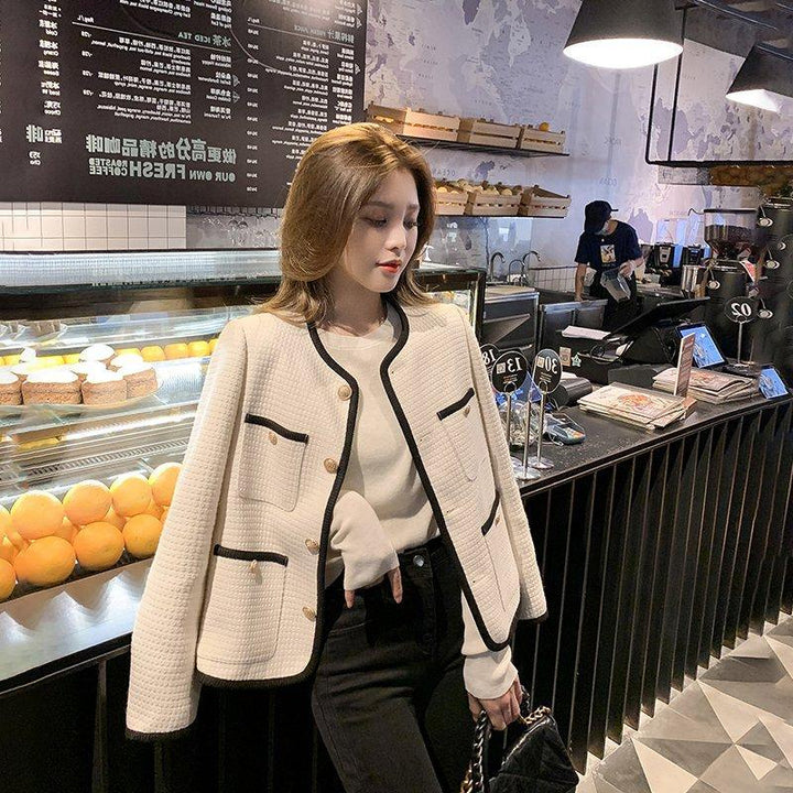 Short Coat Waffle Temperament Button Fashionable Little Woman Blouse - Trendha