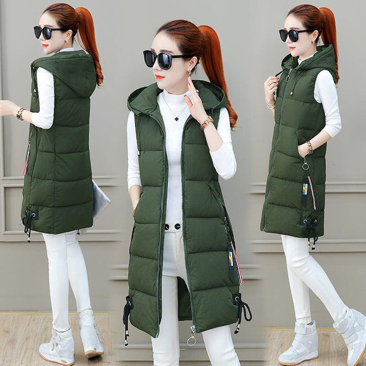 Slim Mid-length Down Cotton Vest Jacket - Trendha