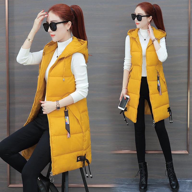Slim Mid-length Down Cotton Vest Jacket - Trendha