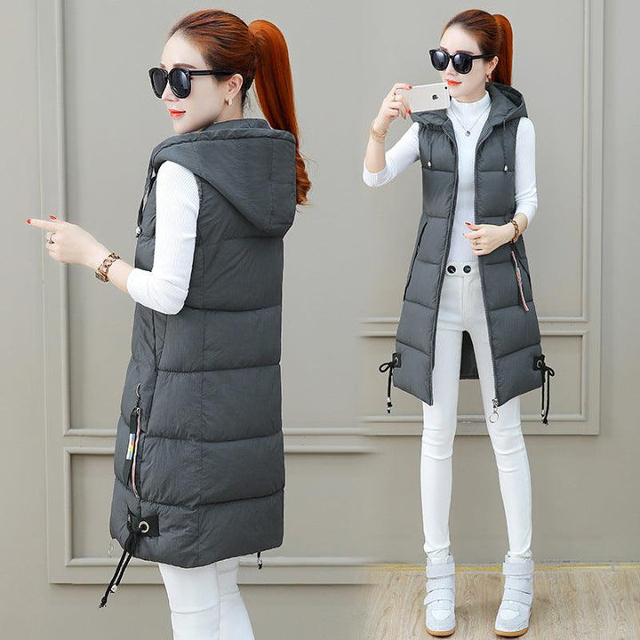 Slim Mid-length Down Cotton Vest Jacket - Trendha
