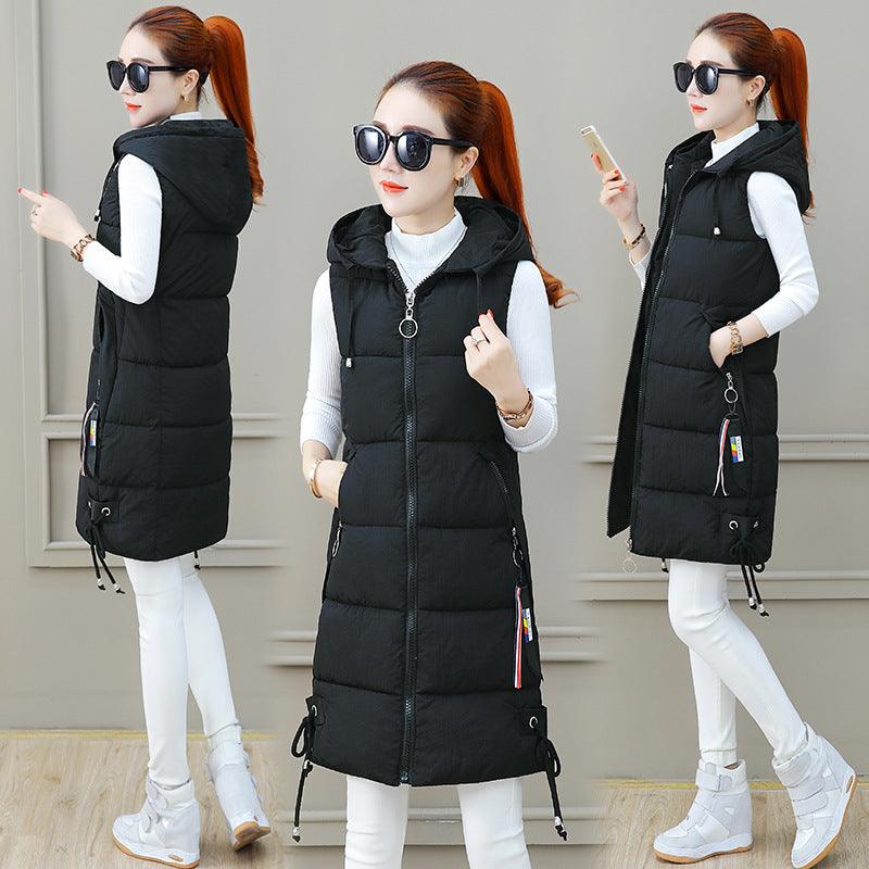Slim Mid-length Down Cotton Vest Jacket - Trendha