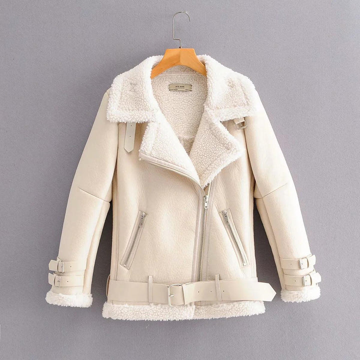 Autumn and Winter New Warm Fur All-in-one Leather Jacket - Trendha