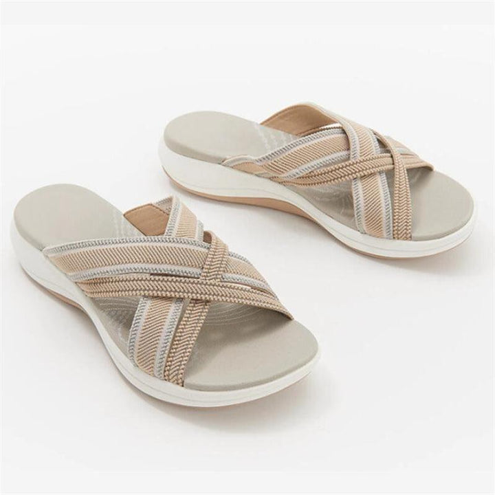 Women's Plus Size Sandals New Soft-soled Thick-soled Wedges With Flying Woven Cross Sandals - Trendha