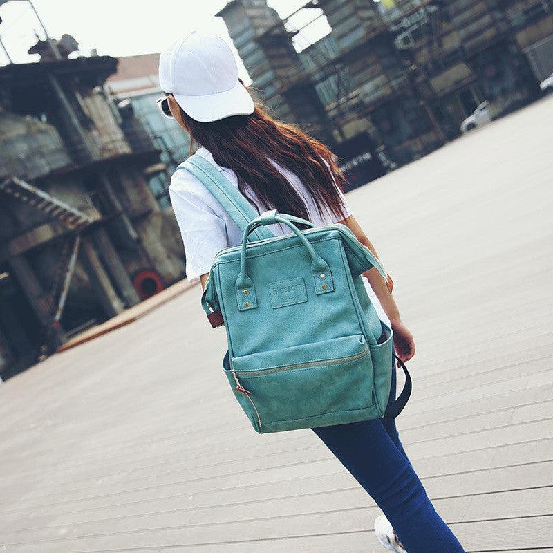 Pu Leather Female Korean Retro Trendy Backpack - Trendha
