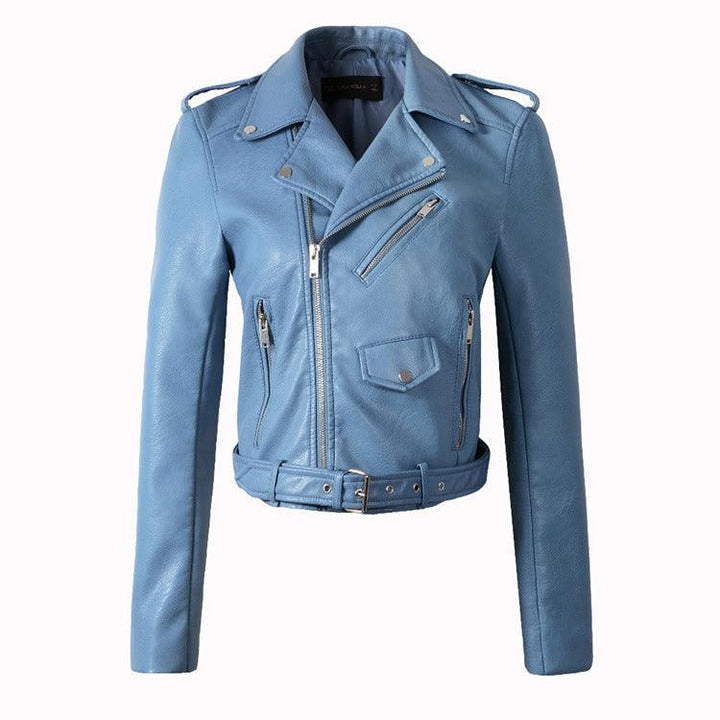Leather Jacket Korean Style Slim Motorcycle Leather Jacket - Trendha
