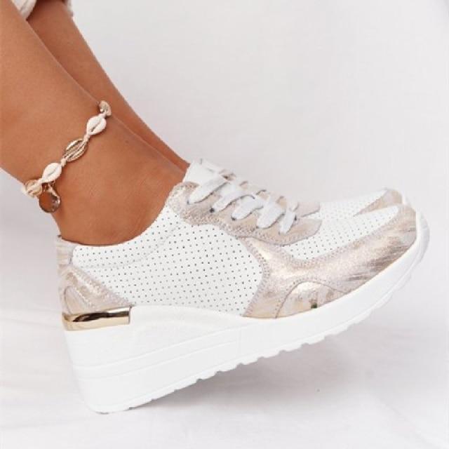 Sneakers Platform Wedge Heel Casual Shoes Lace-up Mesh Sneakers - Trendha