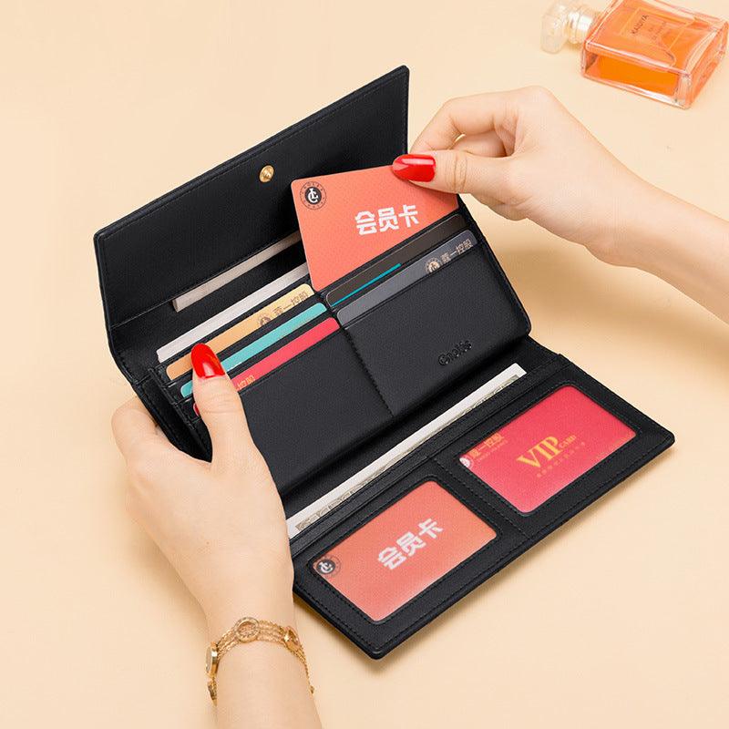 Cowhide Multifunctional Long Multi-card Pocket Wallet Clutch - Trendha