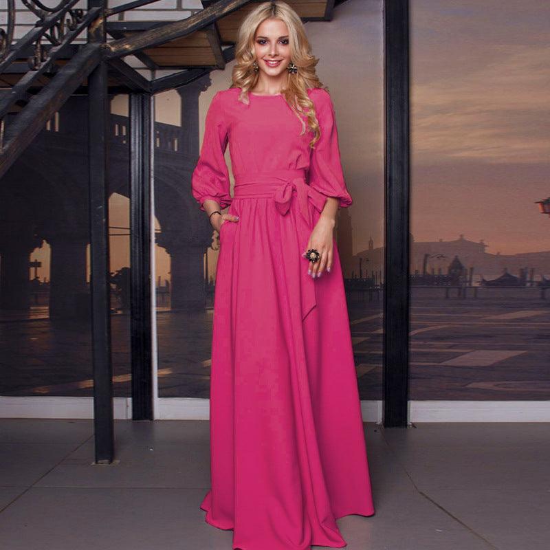 Lantern Sleeve long dress - Trendha