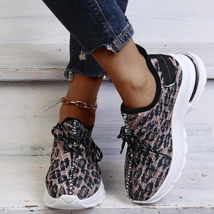Leopard Print Women's Shoes Platform Platform Casual Sneakers - Trendha