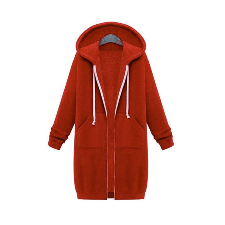 Hooded Long Sleeve Sweater Fleece Long Jacket - Stylish and Cozy Outerwear - Trendha