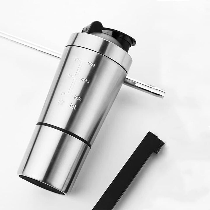 2-Compartment Stainless Steel Shaker Bottle - Trendha