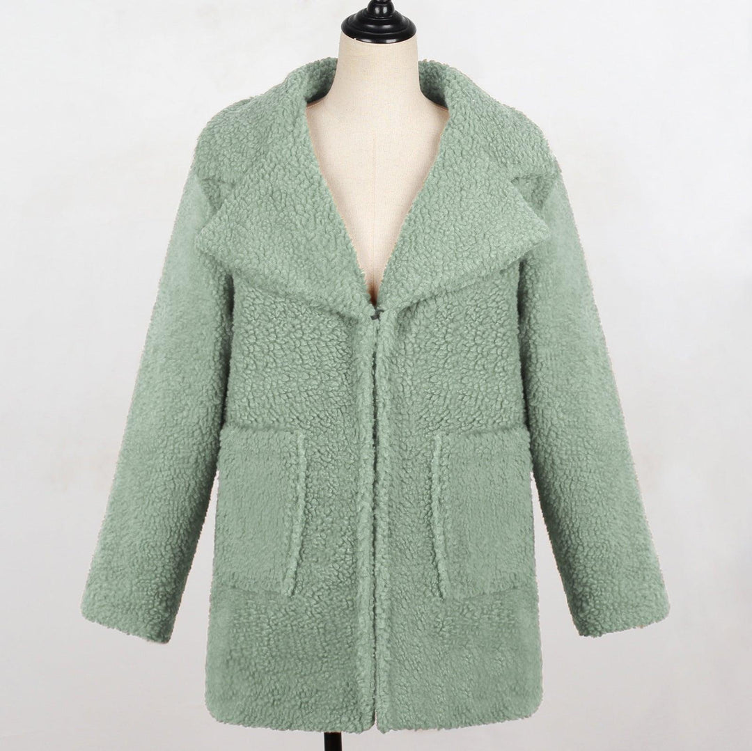 Long faux fur coat suit collar women casual coat - Trendha