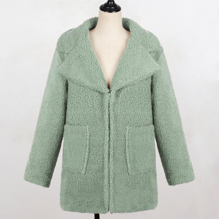 Long faux fur coat suit collar women casual coat - Trendha