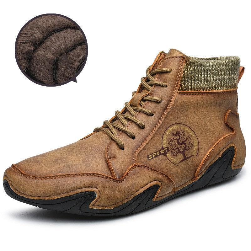 British style middle cut leather men's tooling boots - Trendha