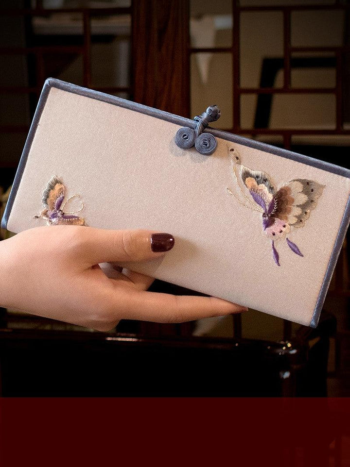 New Buckle Hand-embroidered Long Wallet - Trendha