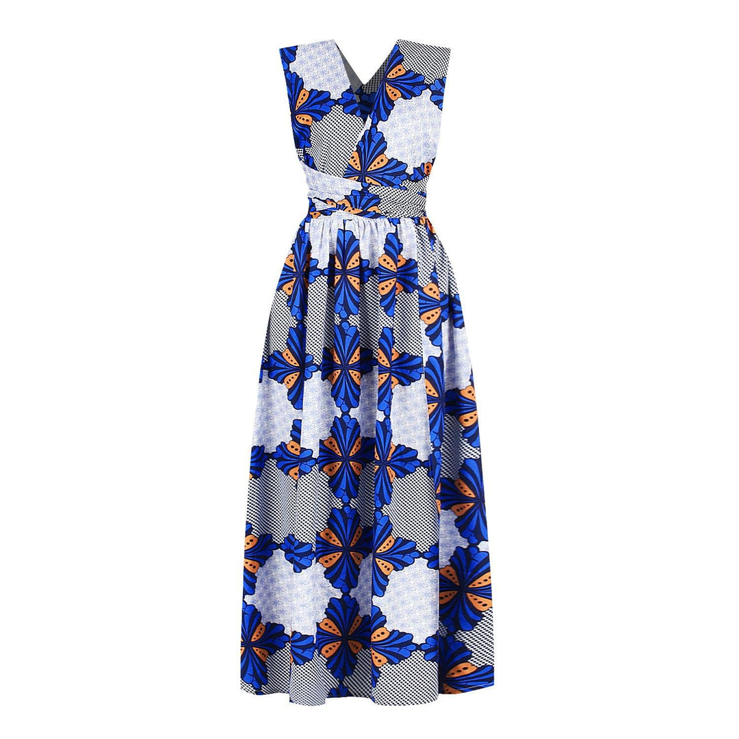 Pleated nightclub mid-skirt V-neck dress - Trendha