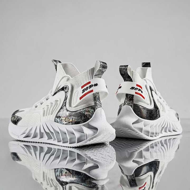 Men's Summer Breathable White Sports Running And Autumn Heightening Basketball Shoes - Trendha