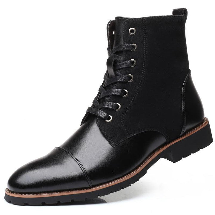 Men's pointed warm martin boots with velvet top boots - Trendha