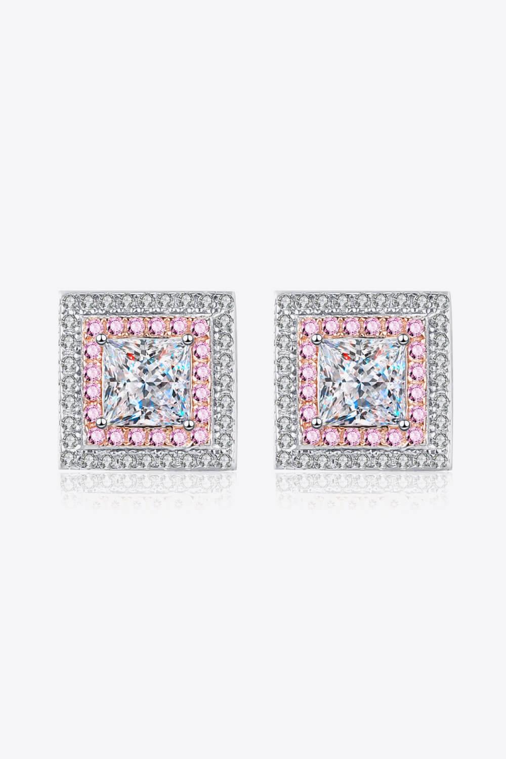 Moissanite Square Stud Earrings - Trendha